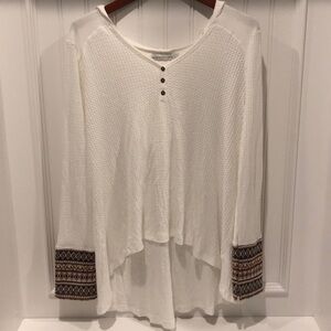 Paper Crane White Soft Hooded Shirt with Knit Cuff